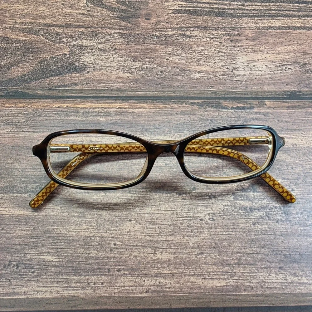 Coach Tortoise Oval Eyeglasses Frames Signature Logo Temples 3813